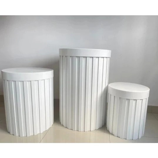 Trio Cilindro Branco Ripado (Kit P, M e G Refor&ccedil;ados)
