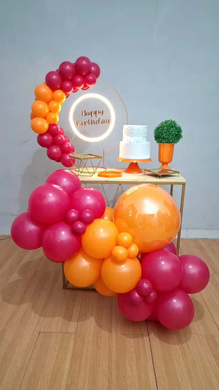 Festa na Mesa Happy Birthday Pink e Laranja
